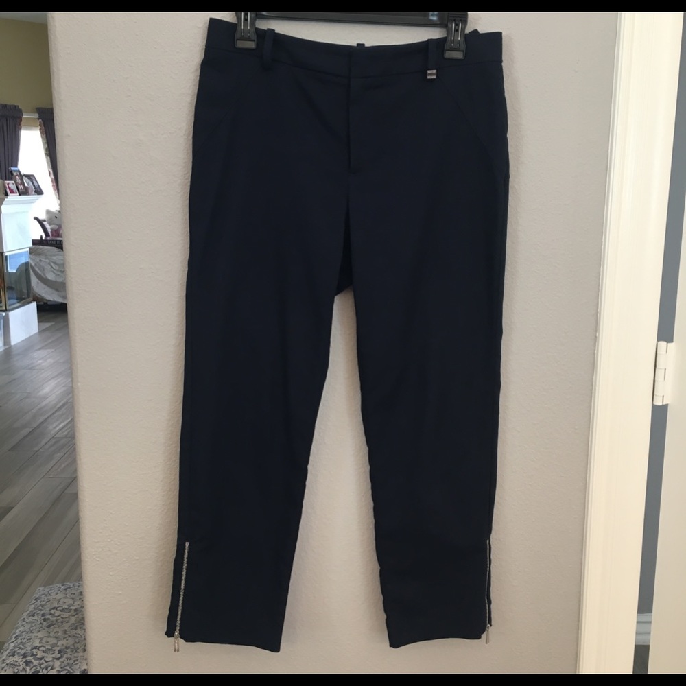 Calvin Klein Navy Ankle Trouser with Zipper accent